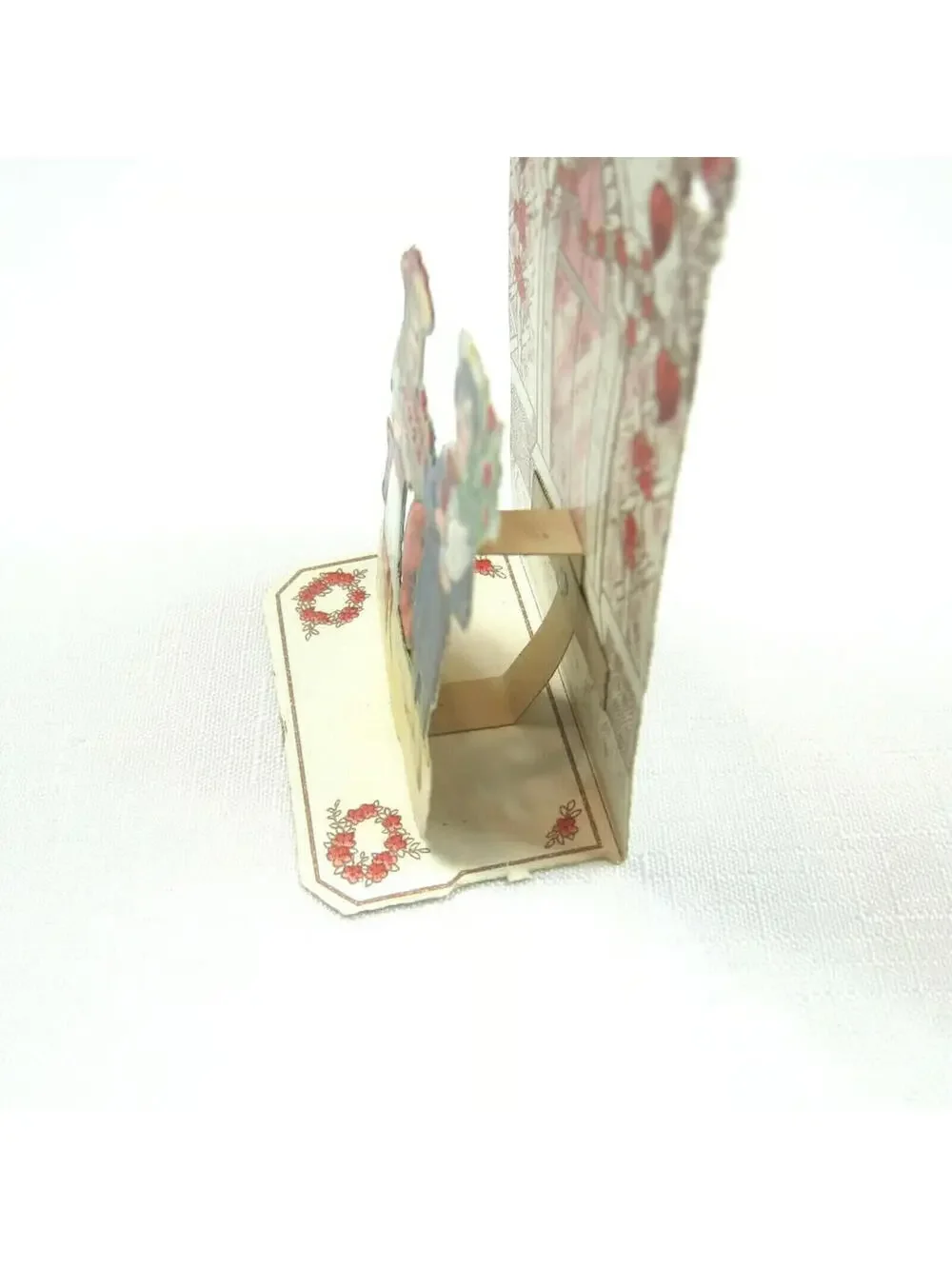 Vintage Valentine Pop Up 3D Pull Down Die Cut Victorian Girl Boy Flowers Germany